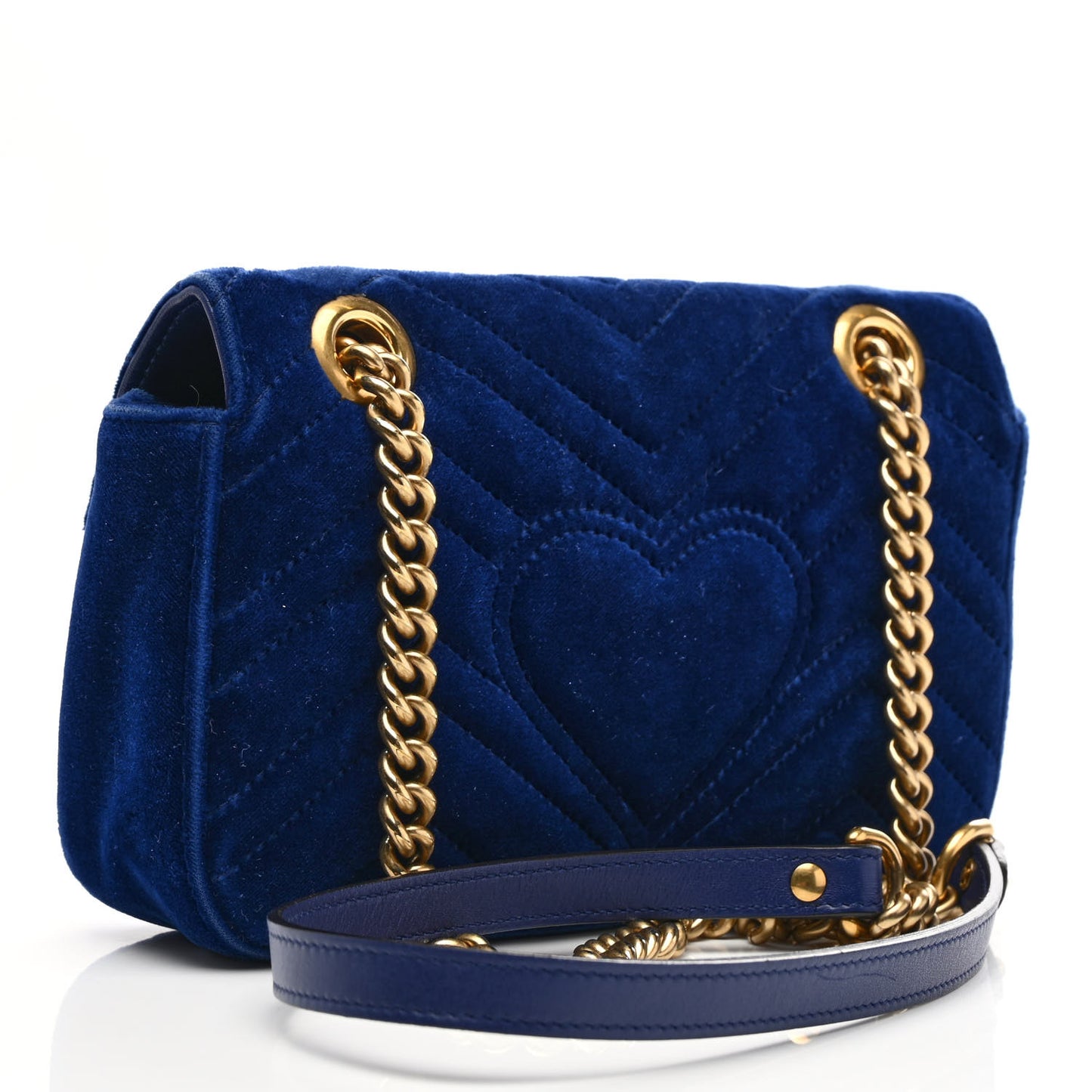 Velvet Matelasse Mini GG Marmont Shoulder Bag Cobalt Blue