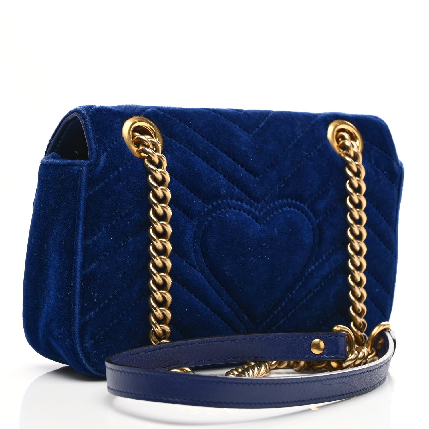 Gucci Velvet Matelasse Mini GG Marmont Shoulder Bag Cobalt Blue 3 of 11