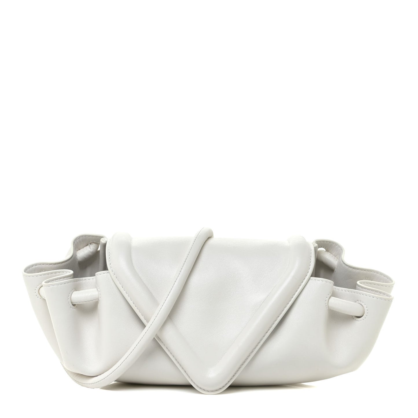 Lambskin Small Beak Triangle Flap Shoulder Bag Chalk