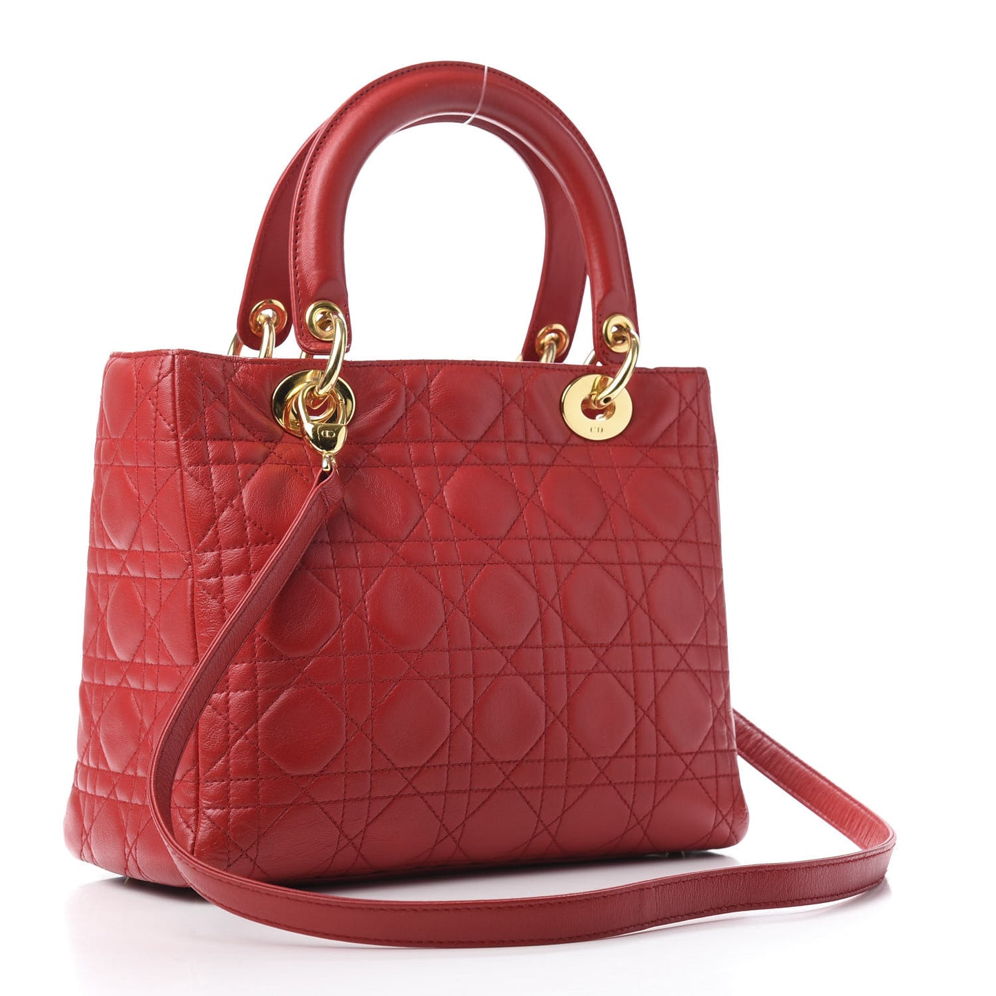 Lambskin Cannage Medium Lady Dior Red