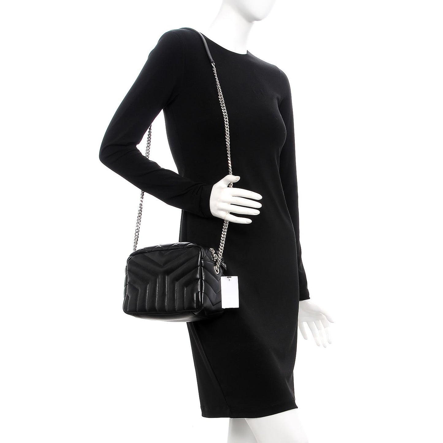 Calfskin Y Quilted Monogram Small Loulou Bowling Bag Black