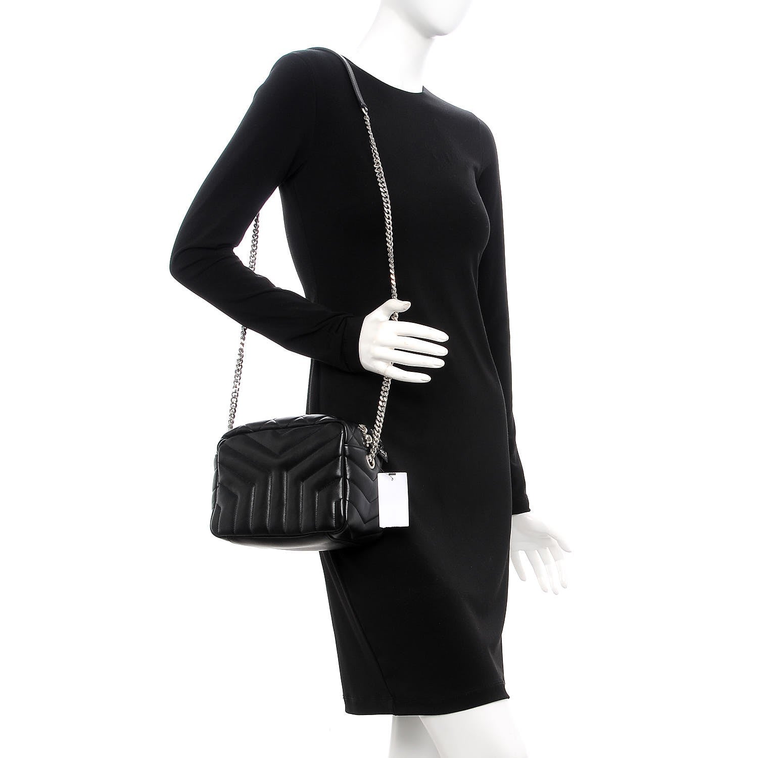 Saint Laurent Calfskin Y Quilted Monogram Small Loulou Bowling Bag Black 2 of 7
