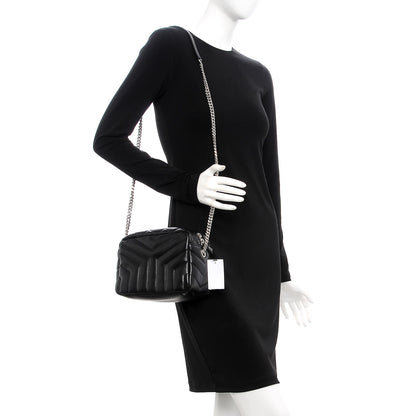 Saint Laurent Calfskin Y Quilted Monogram Small Loulou Bowling Bag Black 2 of 7
