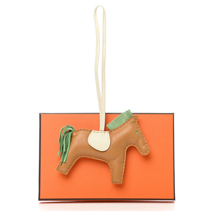 Hermes Milo Lambskin Grigri Rodeo Horse Bag Charm MM Sesame Vert Criquet Craie 4 of 4