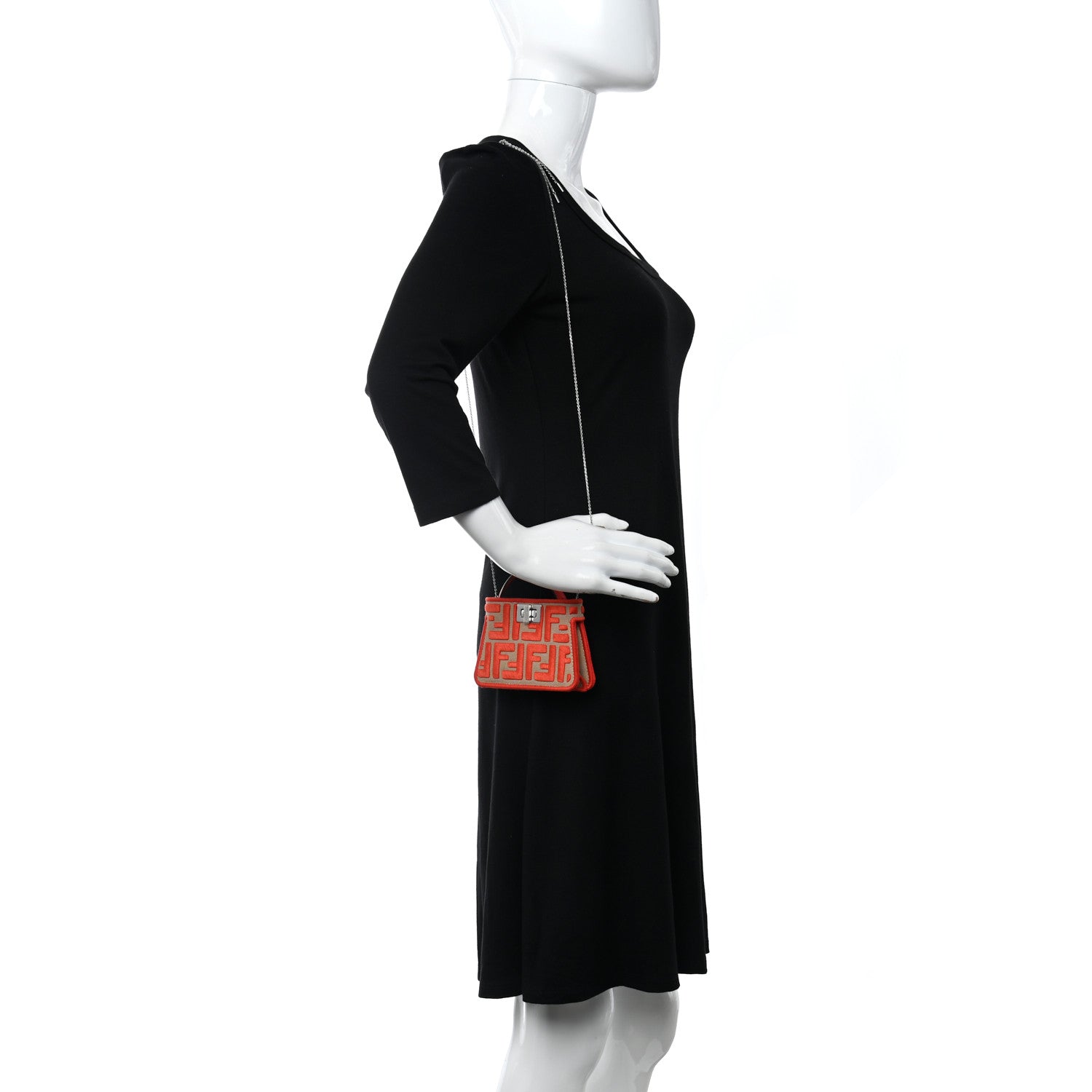 Fendi Canvas Vitello Volanato FF Embroidered Pico Peekaboo Charm Sand Tulipano 2 of 10