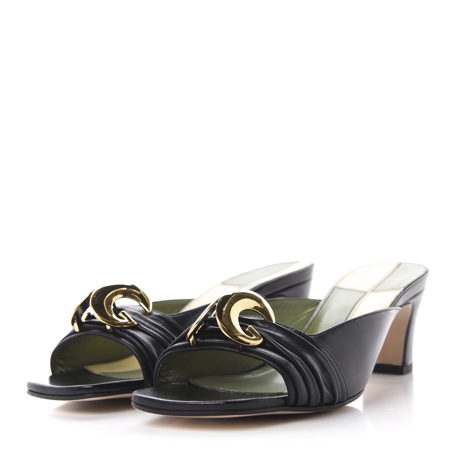 Gucci Malaga Kid Half Moon GG Square Toe Slide Sandals 38.5 Black 3 of 10