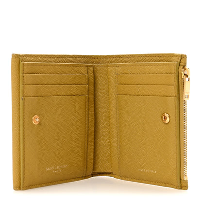 Saint Laurent Grain De Poudre Monogram Uptown Compact Wallet Olive 5 of 7