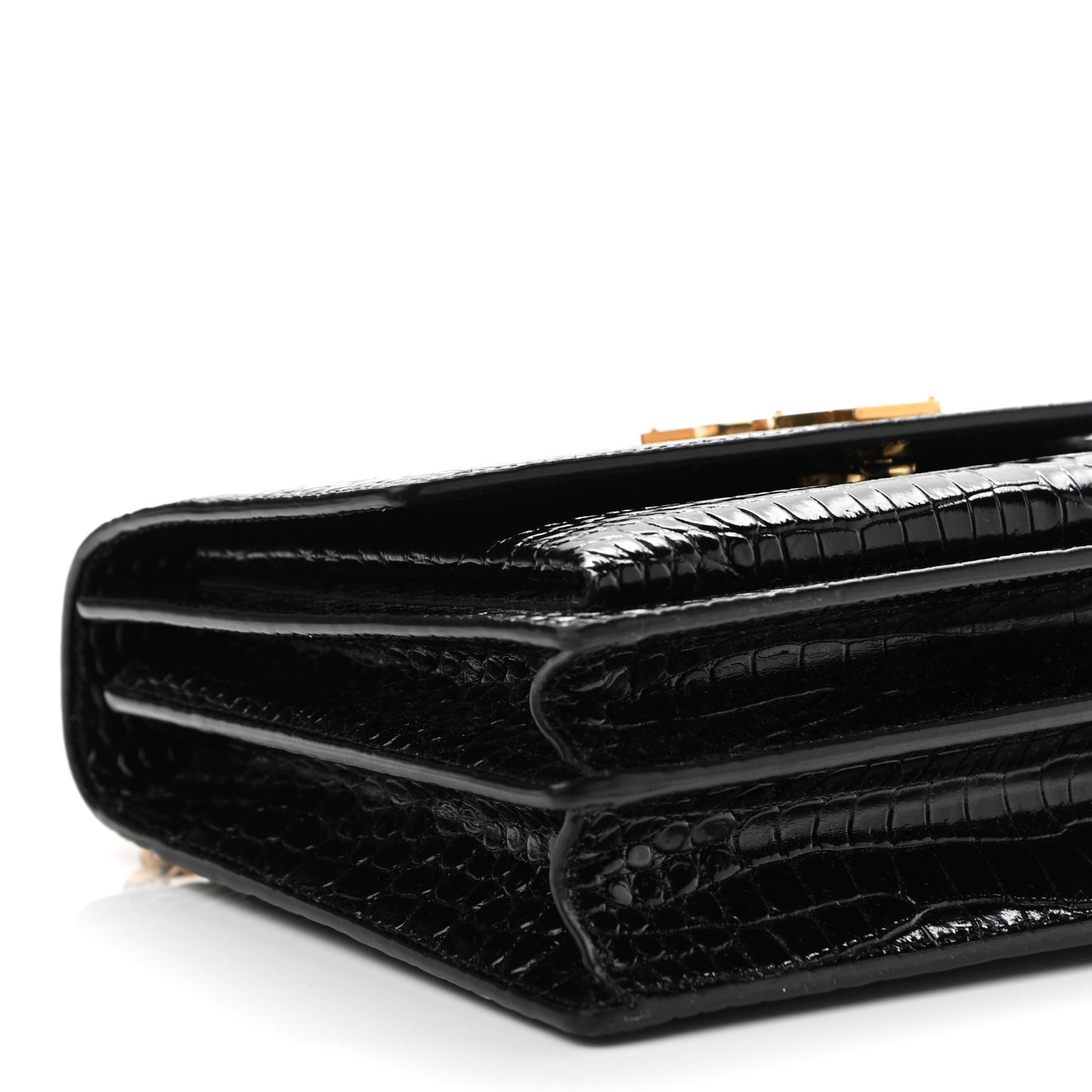 Calfskin Crocodile Embossed Medium Monogram Sunset Black