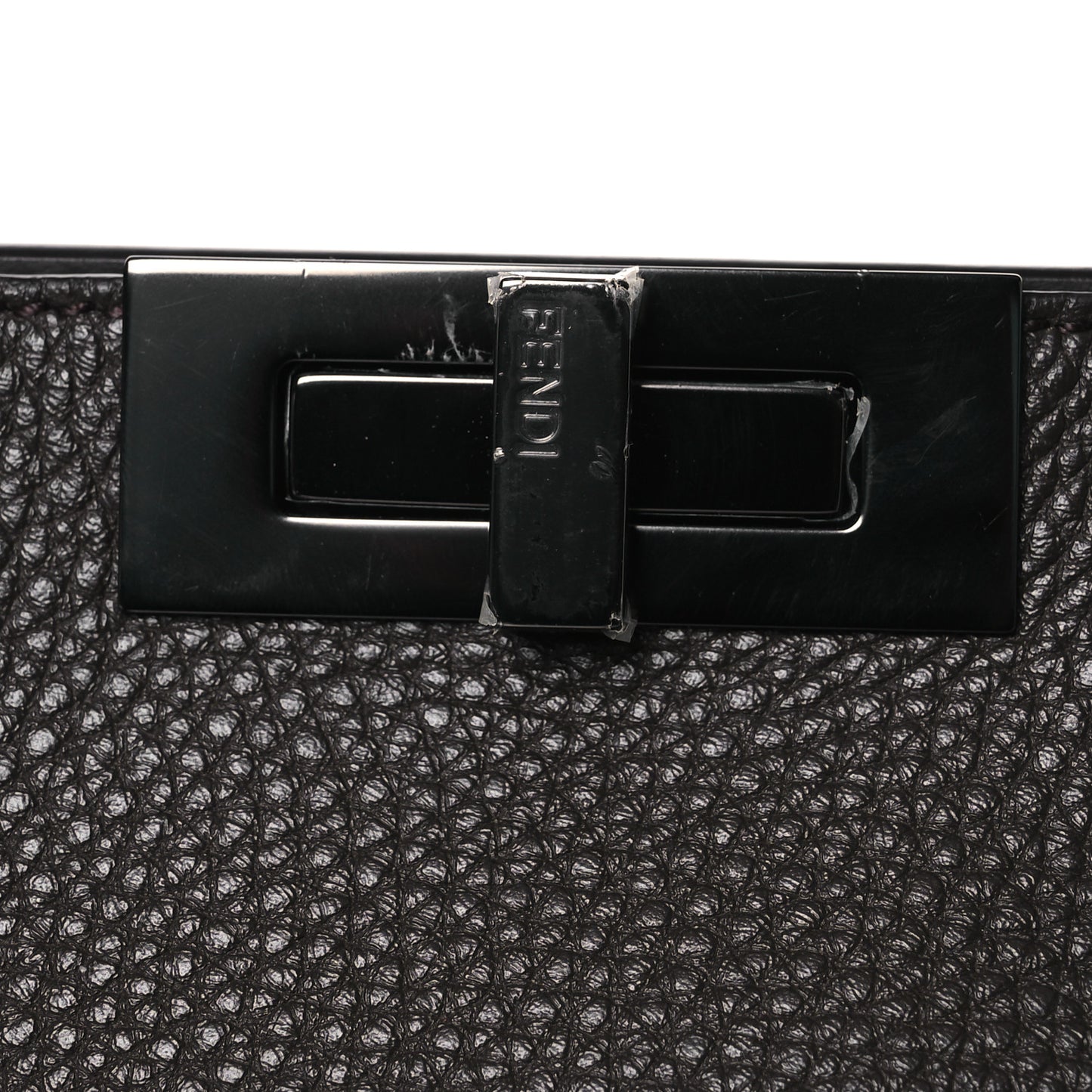 Cuoio Romano Vitello Cover Glazed Fabric Bi-Color FF 1974 Medium Peekaboo I SEE U Satchel Dark Brown