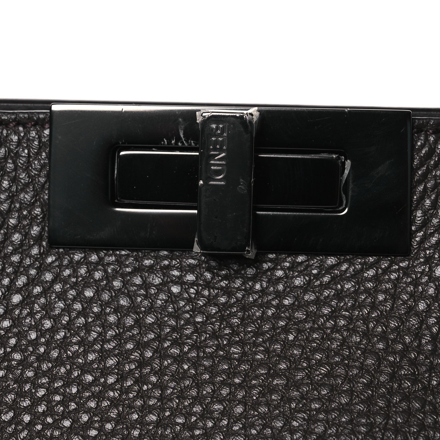 Fendi Cuoio Romano Vitello Cover Glazed Fabric Bi-Color FF 1974 Medium Peekaboo I SEE U Satchel Dark Brown 13 of 16