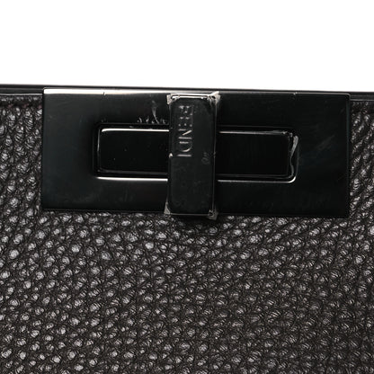 Fendi Cuoio Romano Vitello Cover Glazed Fabric Bi-Color FF 1974 Medium Peekaboo I SEE U Satchel Dark Brown 13 of 16