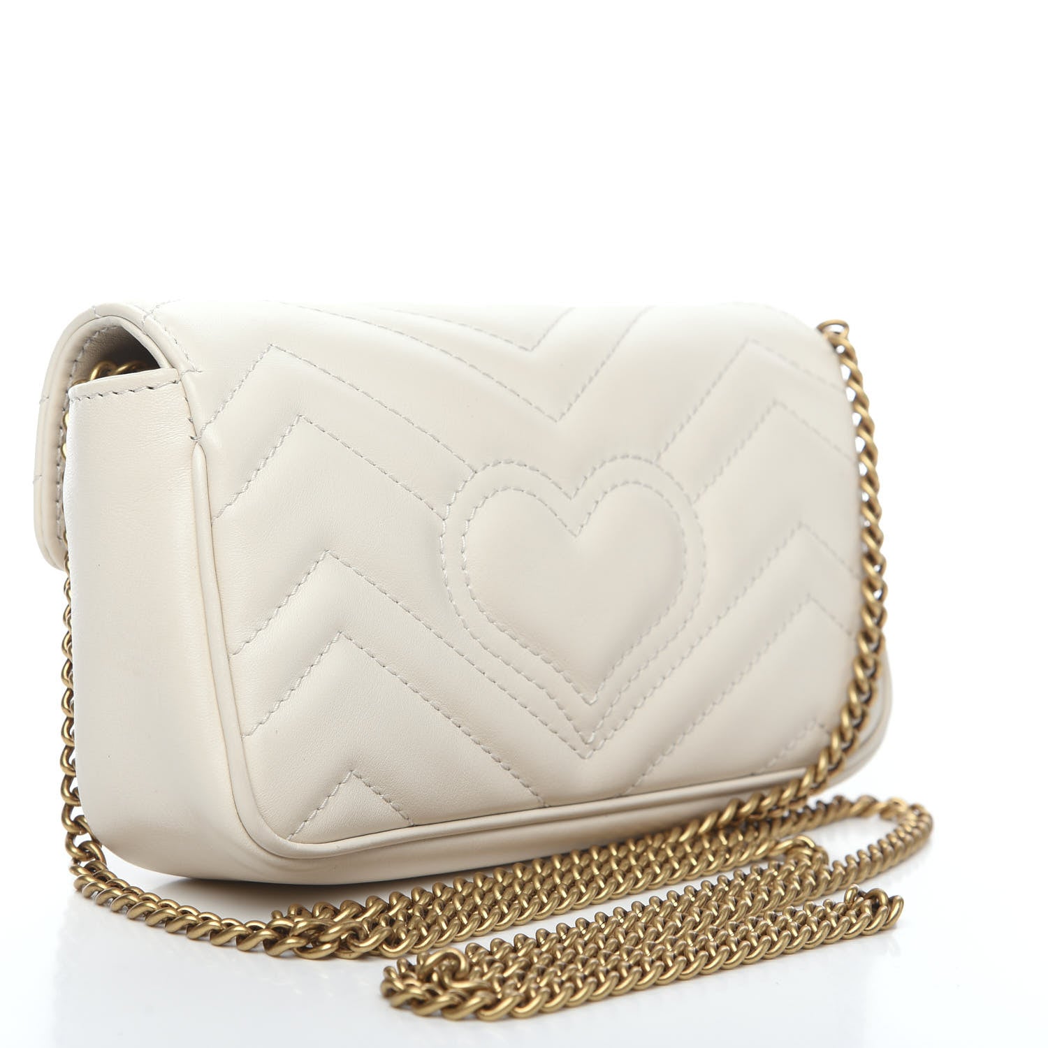 Gucci Calfskin Matelasse Super Mini GG Marmont Shoulder Bag White 2 of 11