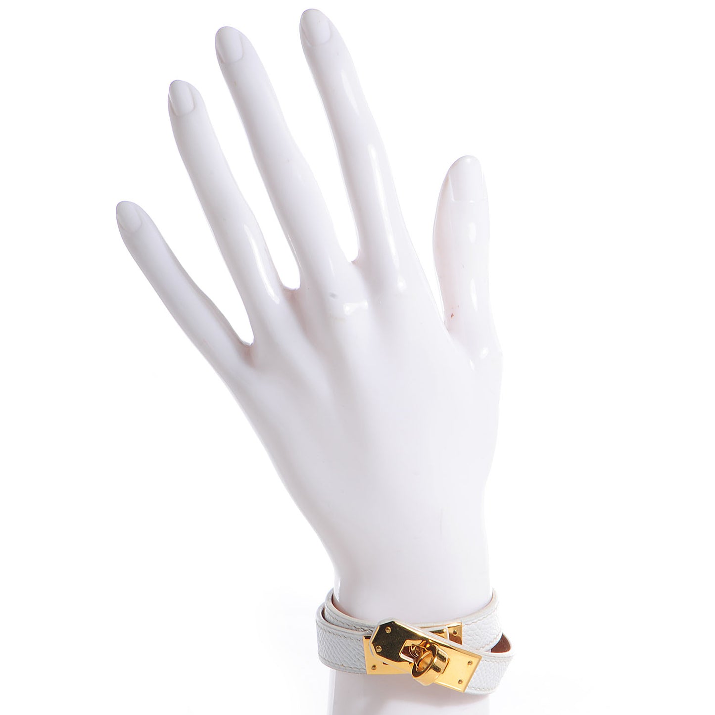Epsom Kelly Double Tour Bracelet Small White