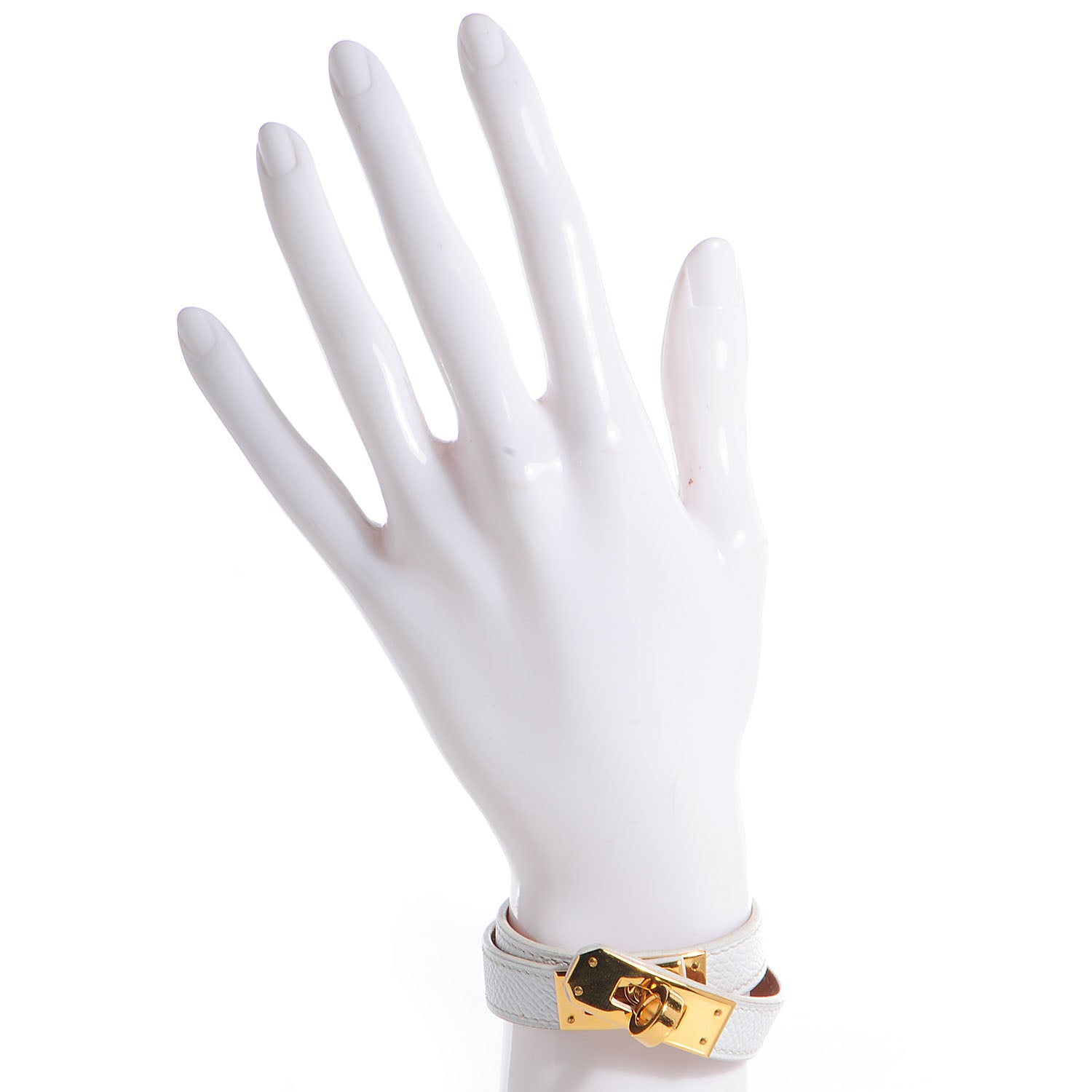 Hermes Epsom Kelly Double Tour Bracelet Small White 2 of 7