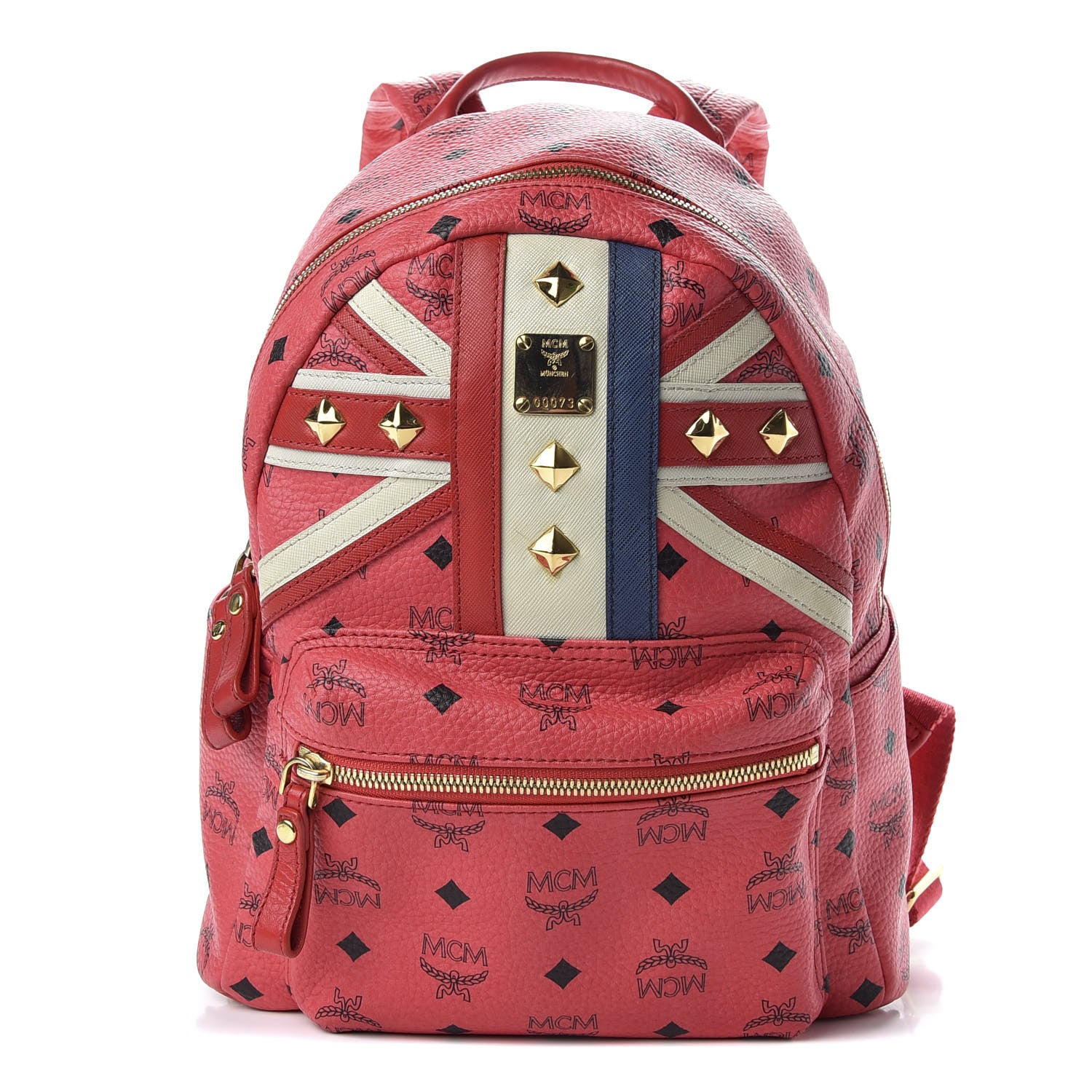 MCM Visetos Studded Small Stark London Olympic Backpack Corail 1 of 8