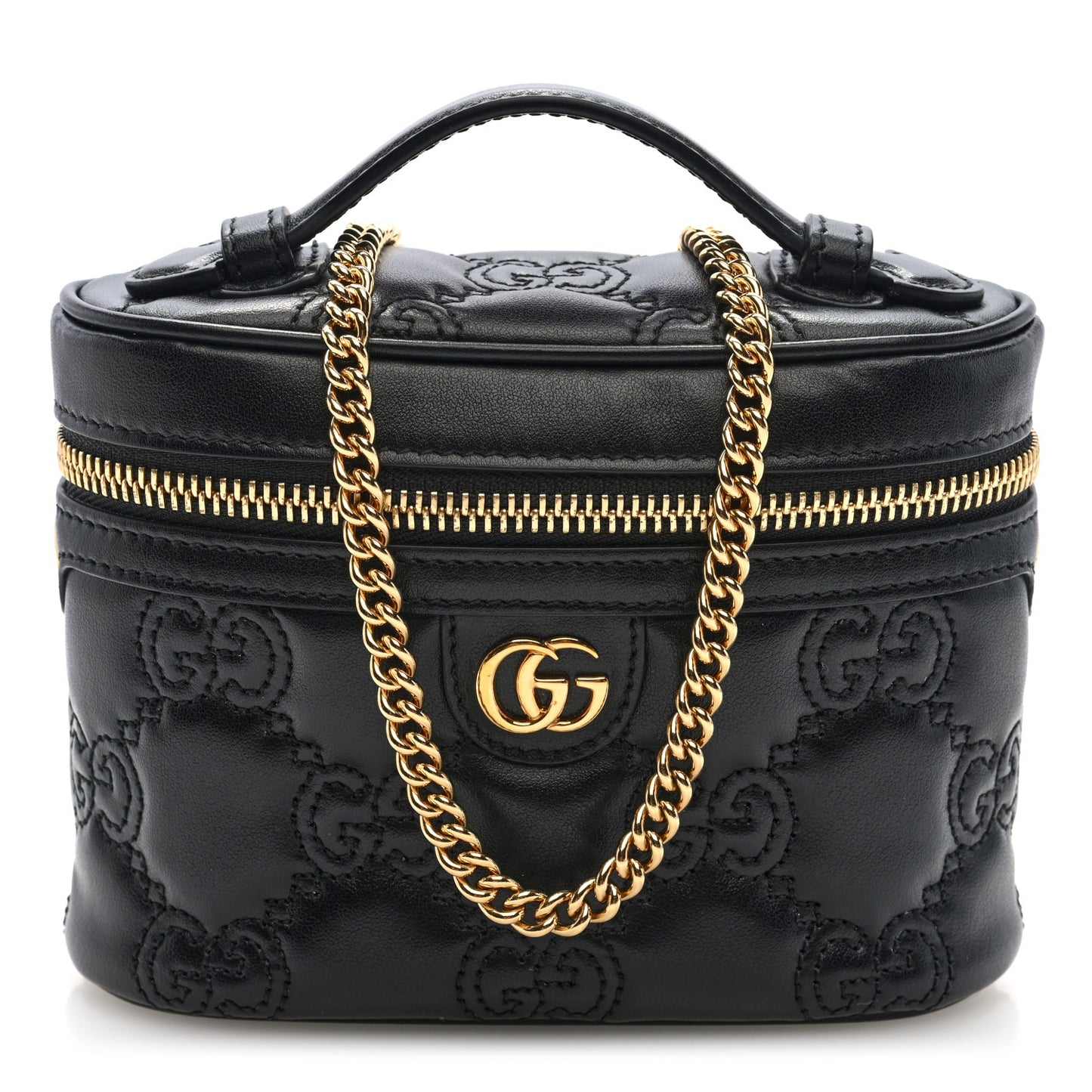 Calfskin GG Matelasse Mini Top Handle Bag Black