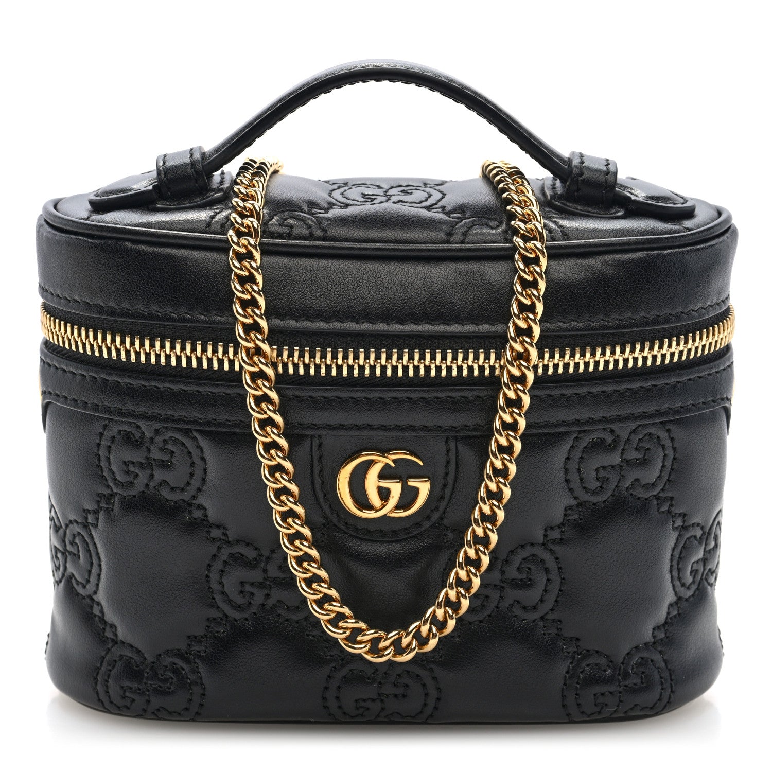 Gucci Calfskin GG Matelasse Mini Top Handle Bag Black 1 of 9