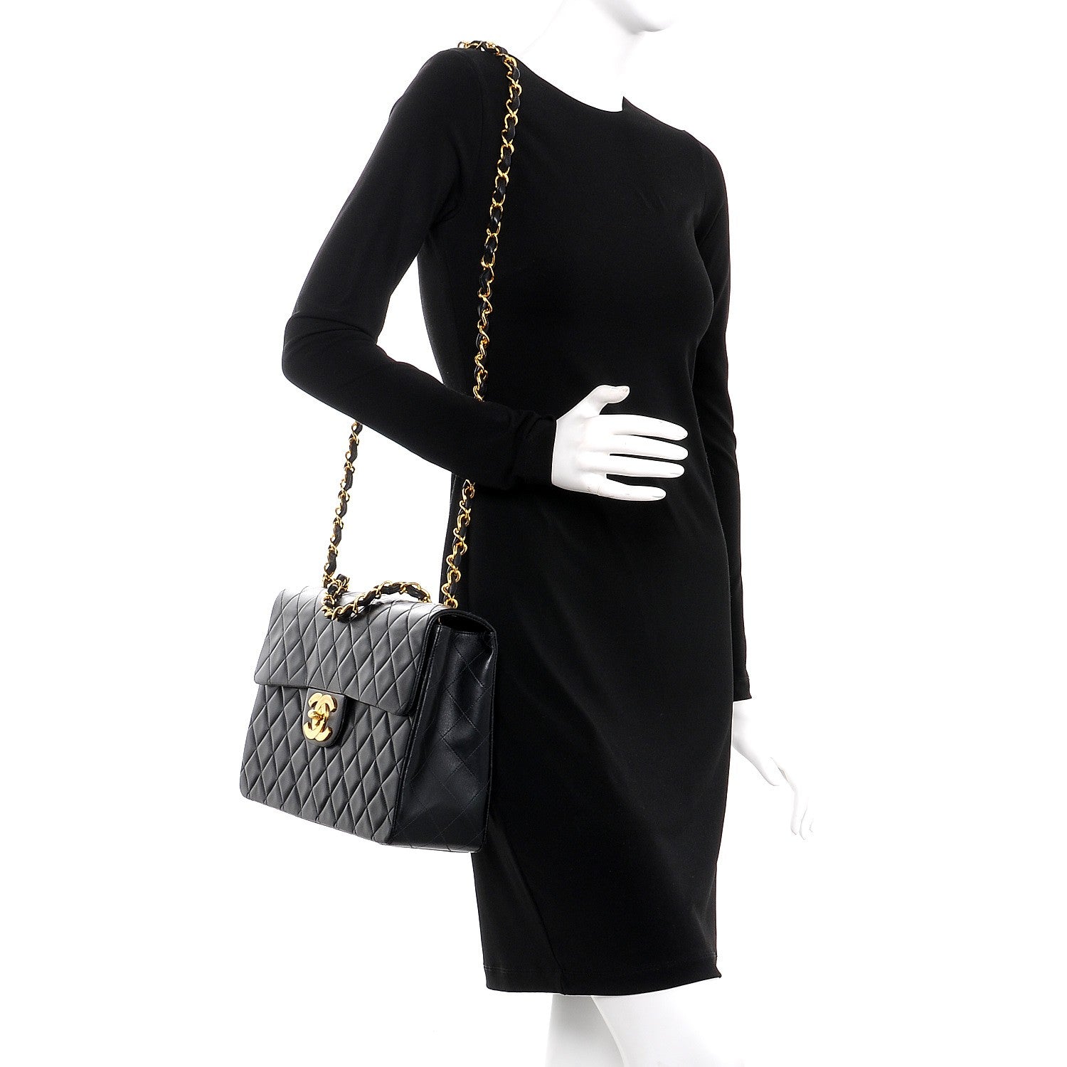 Chanel Lambskin Quilted XL Jumbo Single Flap Black 2 of 9