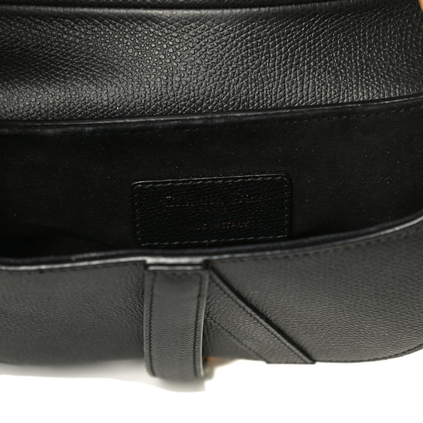 Grained Calfskin Mini Saddle Bag Black