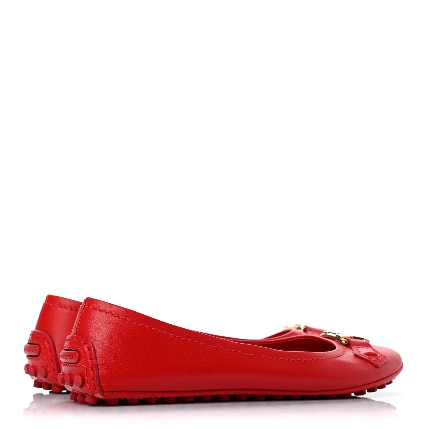 Louis Vuitton Calfskin Oxford Ballerina Flats 36 Red 4 of 10