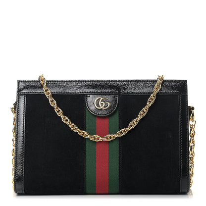Gucci Suede Patent GG Web Small Ophidia Chain Shoulder Bag Black 1 of 11