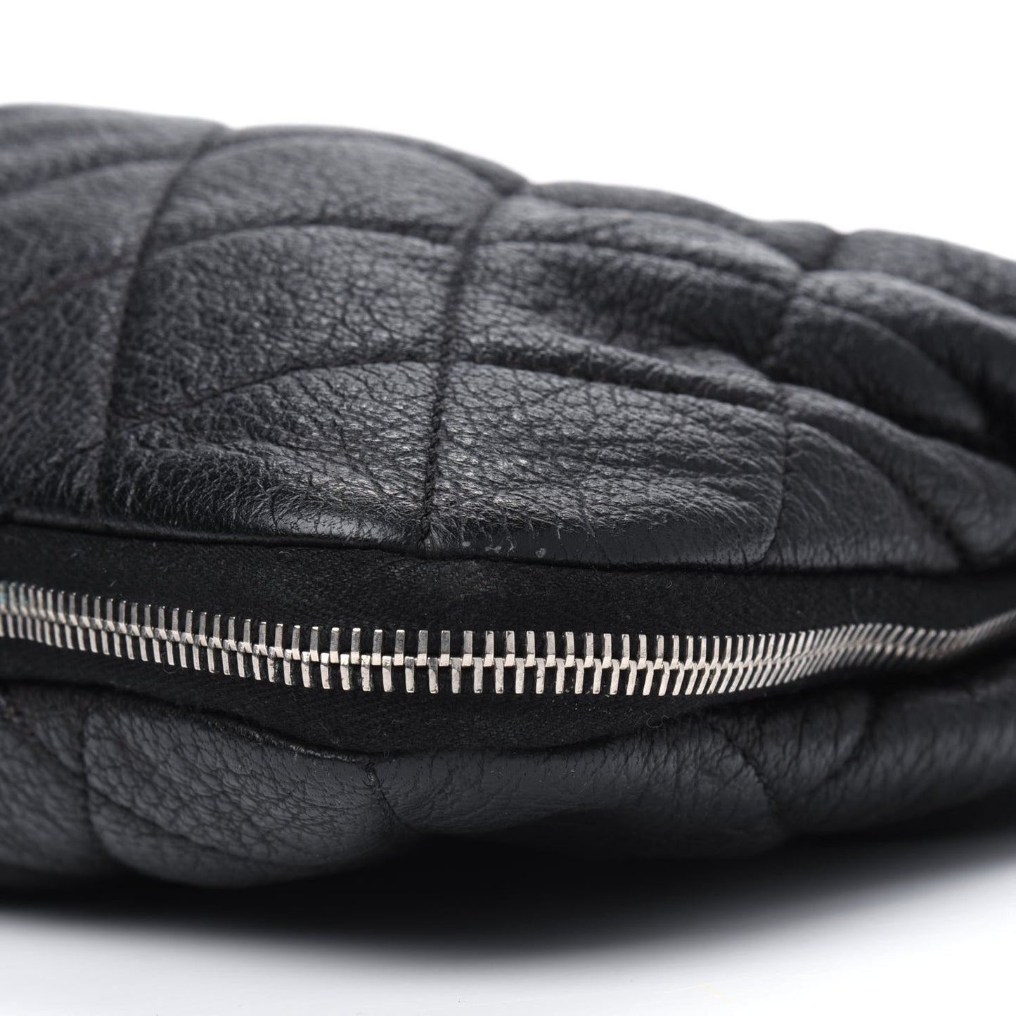Calfskin Quilted Expandable Zip Shoulder Bag Black