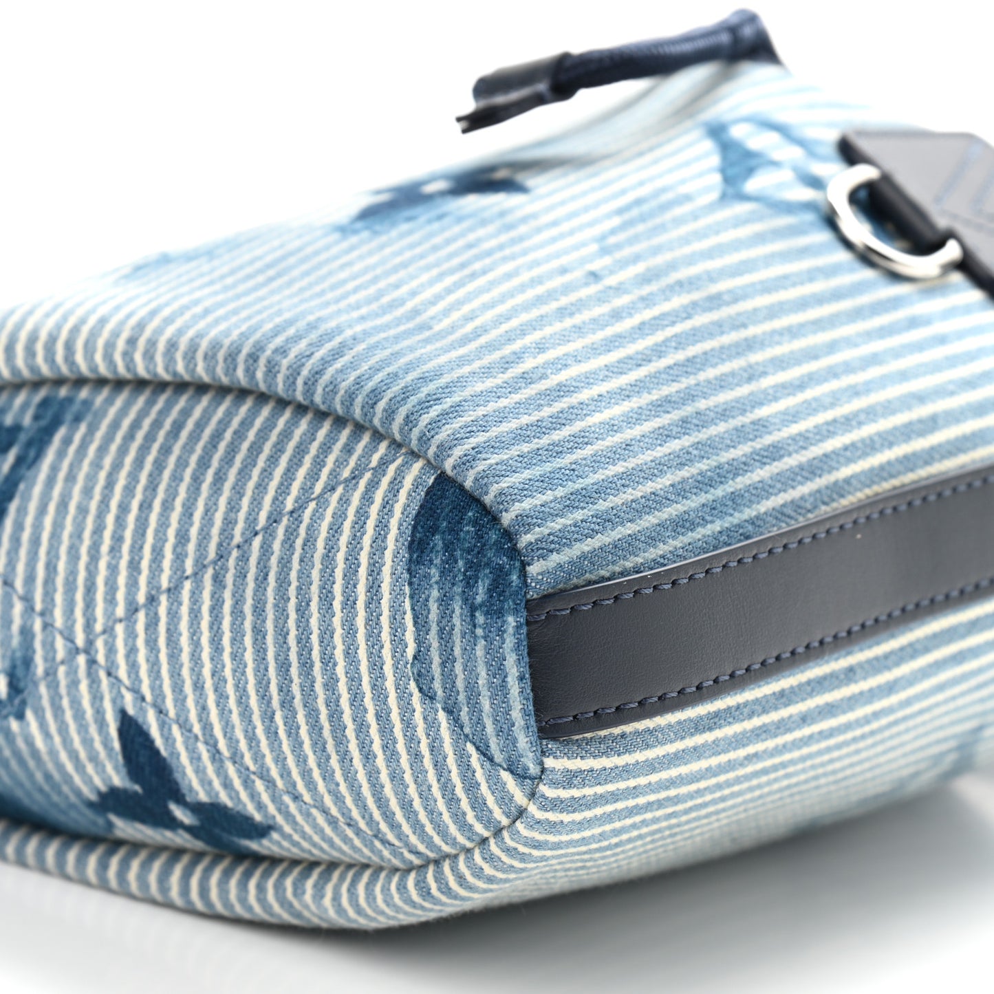 Hickory Stripes Denim Monogram Watercolor Sac Marin BB Blue