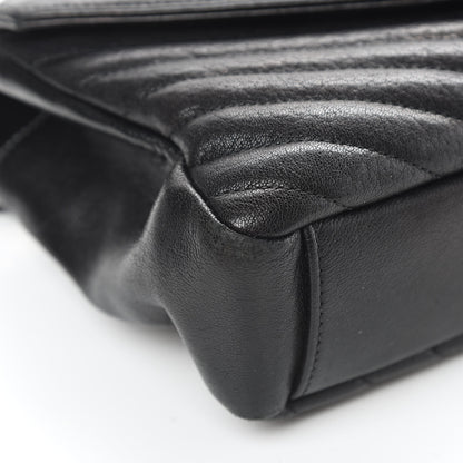 Saint Laurent Sheepskin Matelasse Chevron Monogram Medium College Bag Black 9 of 15