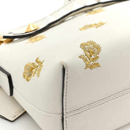 Fendi Vitello Dolce Lurex Floral Embroidered Studded Mini By The Way Boston Bag White 13 of 15