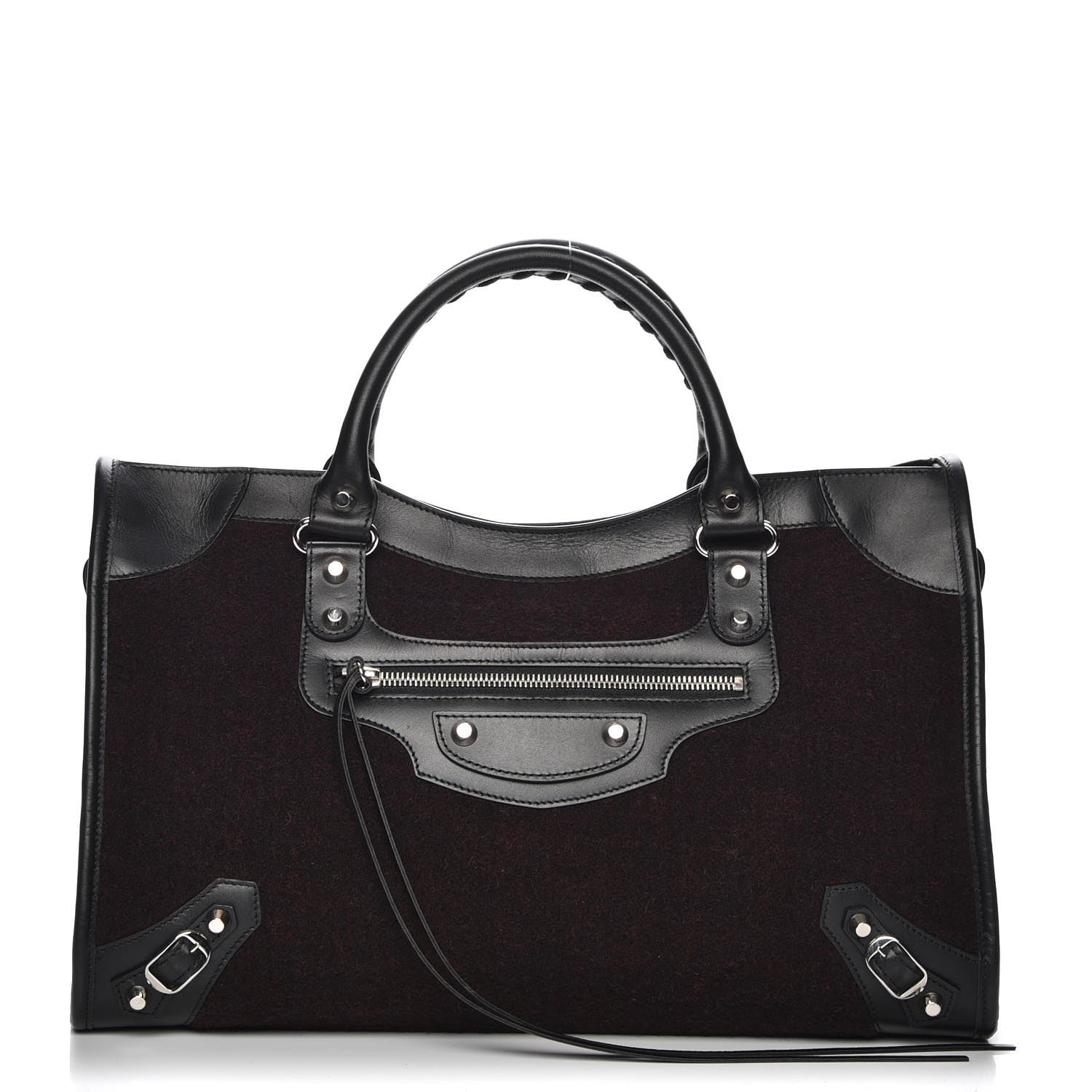 Balenciaga Calfskin Wool Classic Silver Hardware City Bordeaux 1 of 8