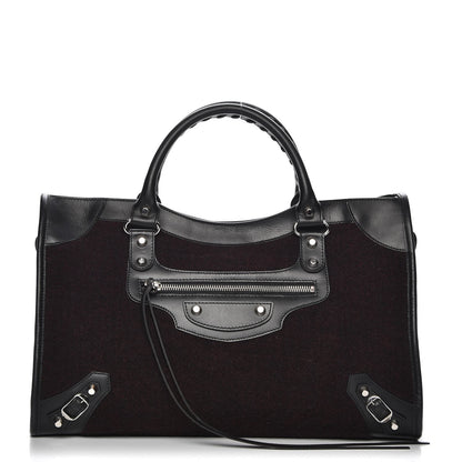 Balenciaga Calfskin Wool Classic Silver Hardware City Bordeaux 1 of 8
