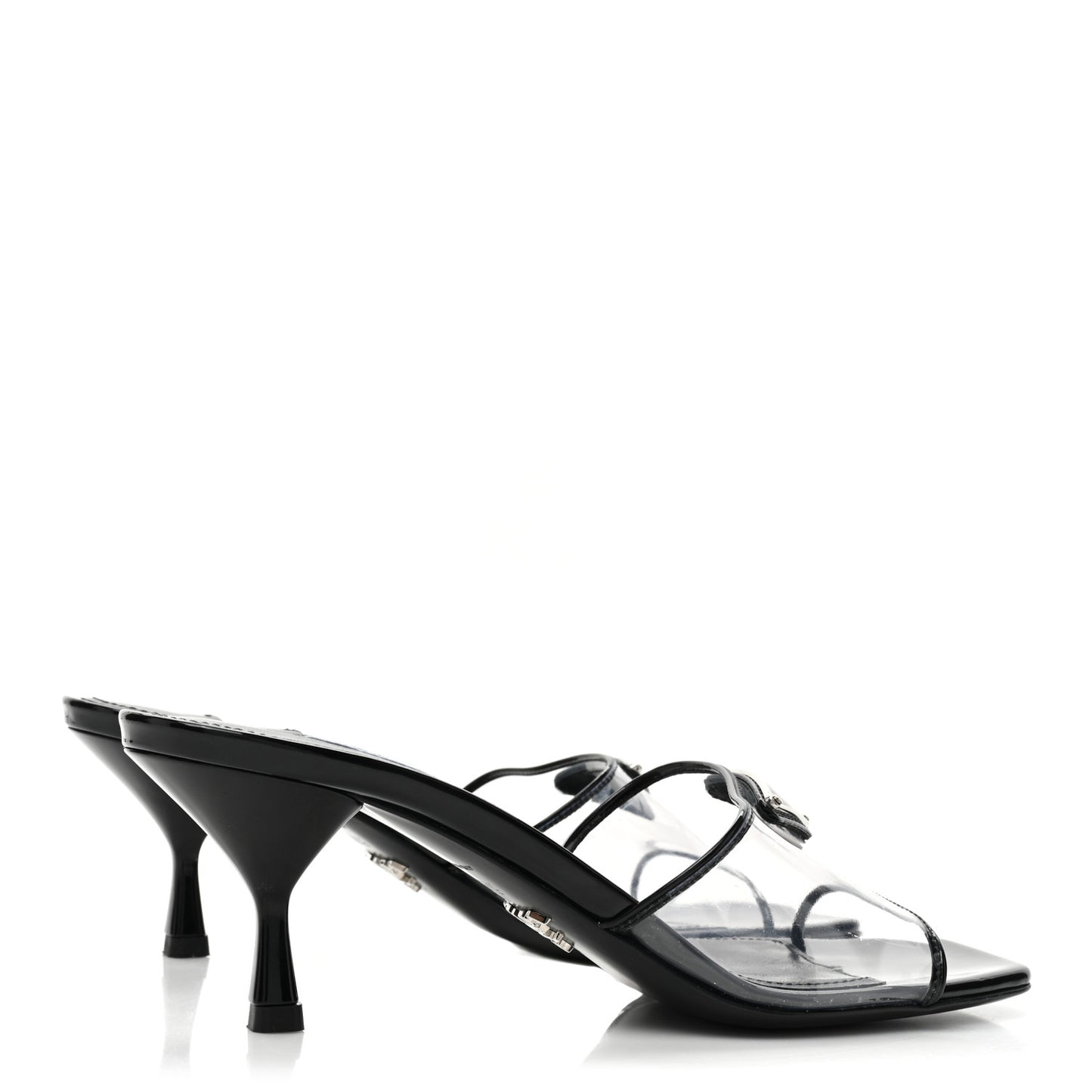 Plexiglass Vernice Metal Triangle Logo 65mm Slide Sandals 36.5 Black