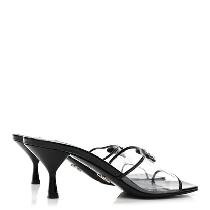 Prada Plexiglass Vernice Metal Triangle Logo 65mm Slide Sandals 36.5 Black 4 of 9