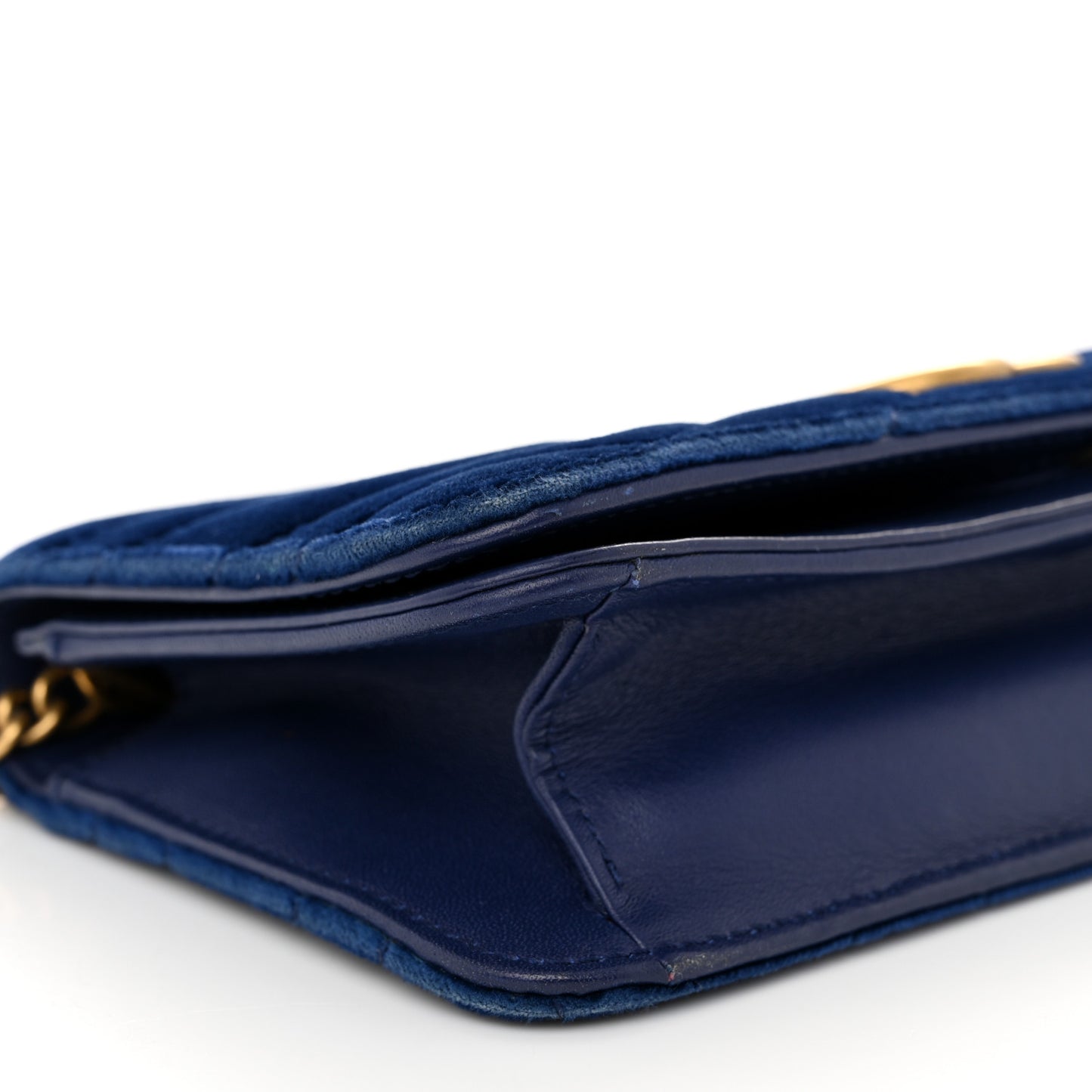 Velvet Matelasse GG Marmont Mini Bag Cobalt Blue