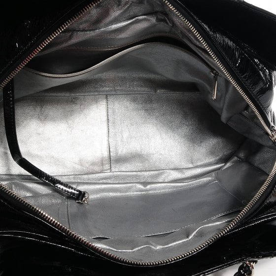 Patent Calfskin Large Luxe Ligne Tote Black
