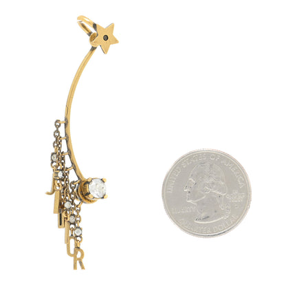 Christian Dior Crystal Metal Logo Earring Aged Gold 2 of 6