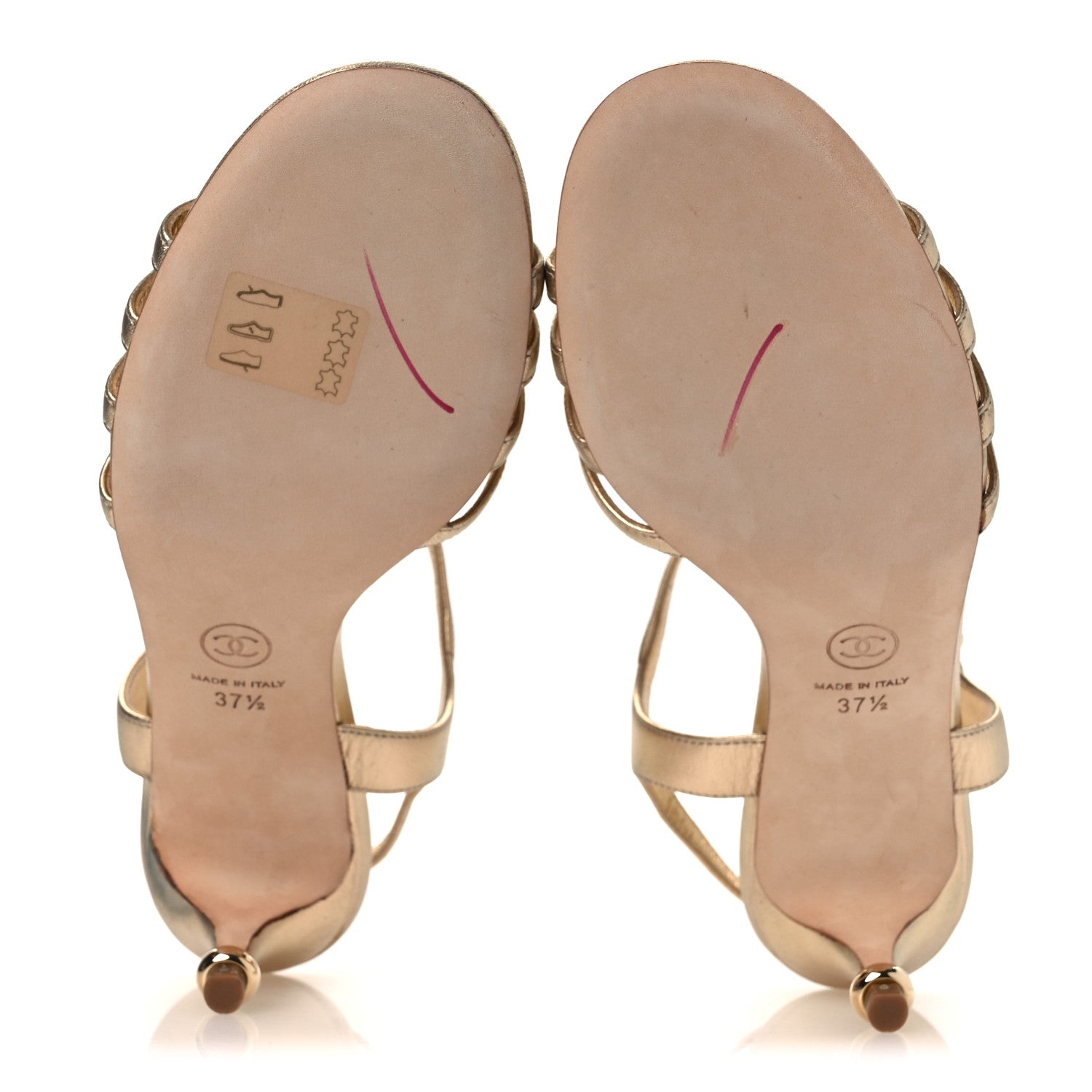 Chanel Metallic Lambskin Camellia Sandals 37.5 Gold 7 of 13