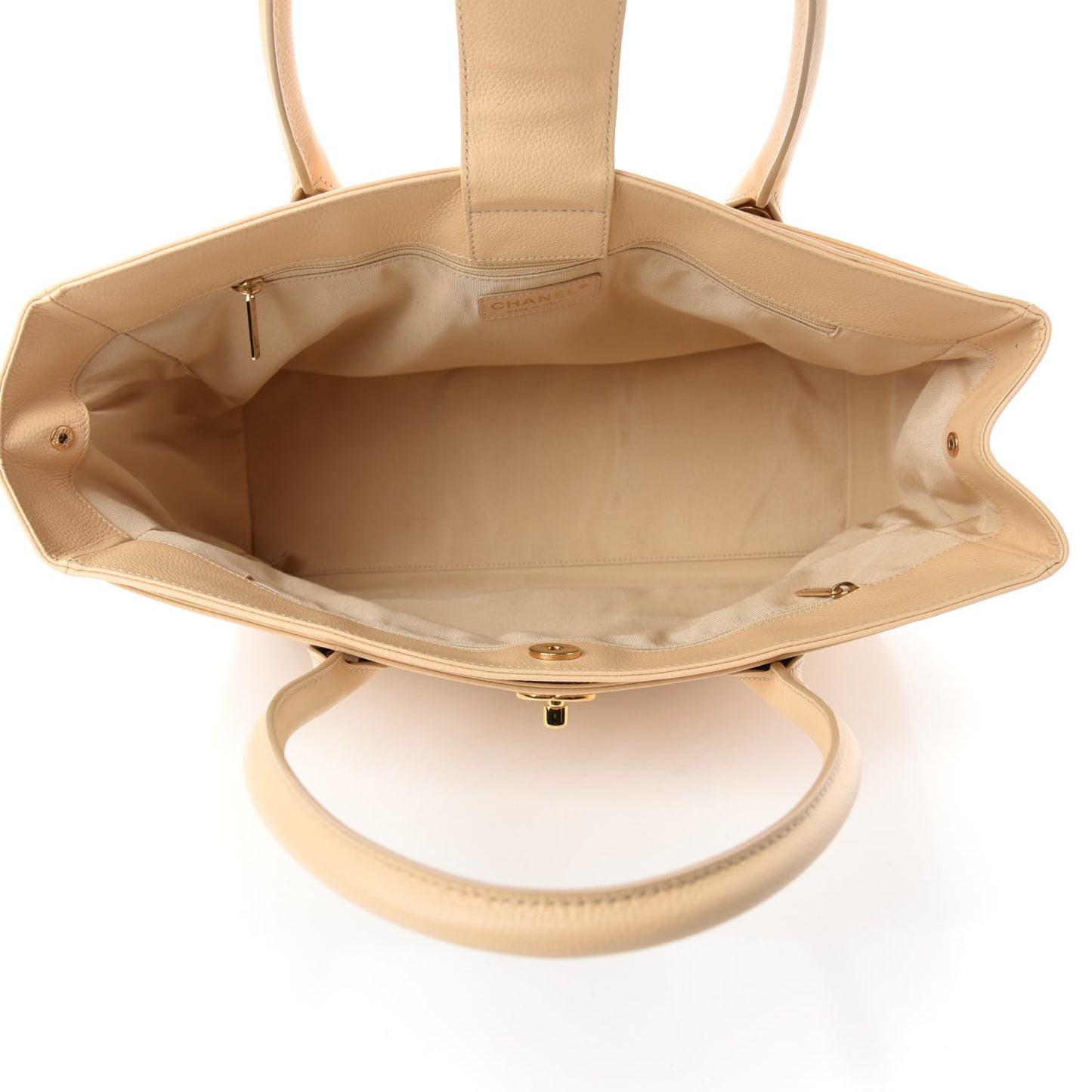 Calfskin Cerf Executive Shopper Tote Beige Clair