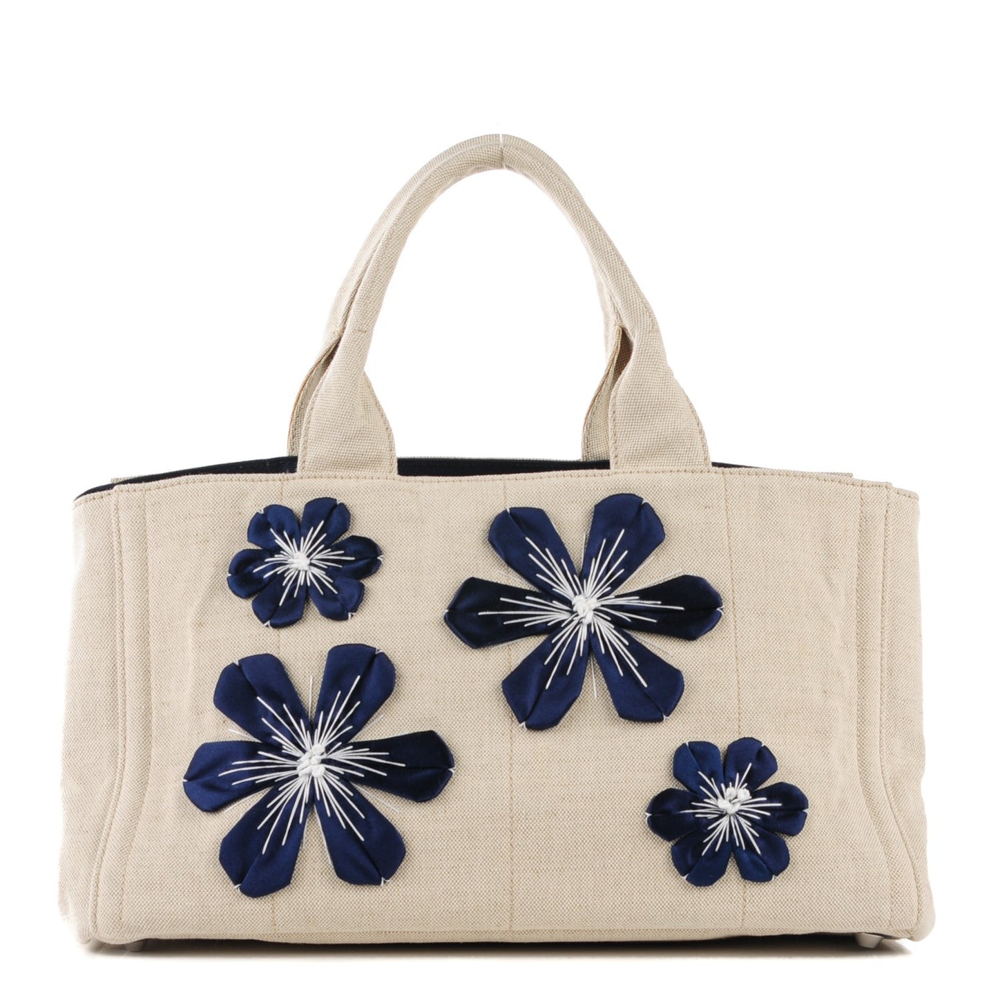 Canvas Canapa Flower Pattern Tote Beige