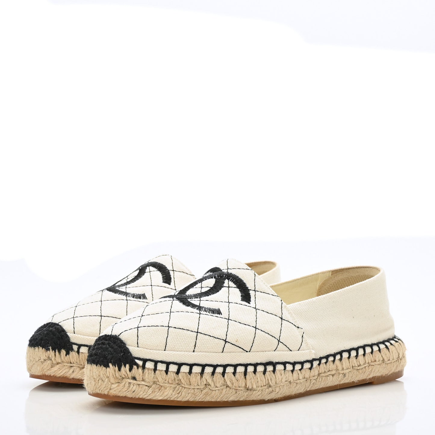 Fabric Biarritz CC Espadrilles 37 Beige Black