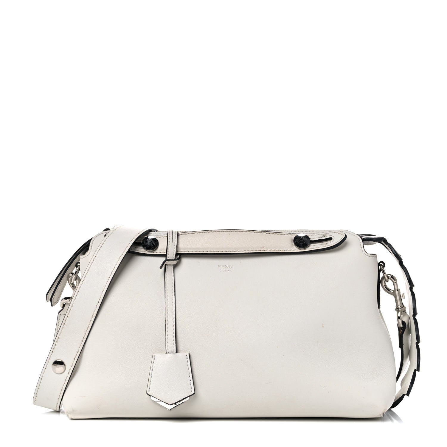 Fendi Vitello Dolce Croc Tail Medium By The Way Boston Bag White Black 1 of 26