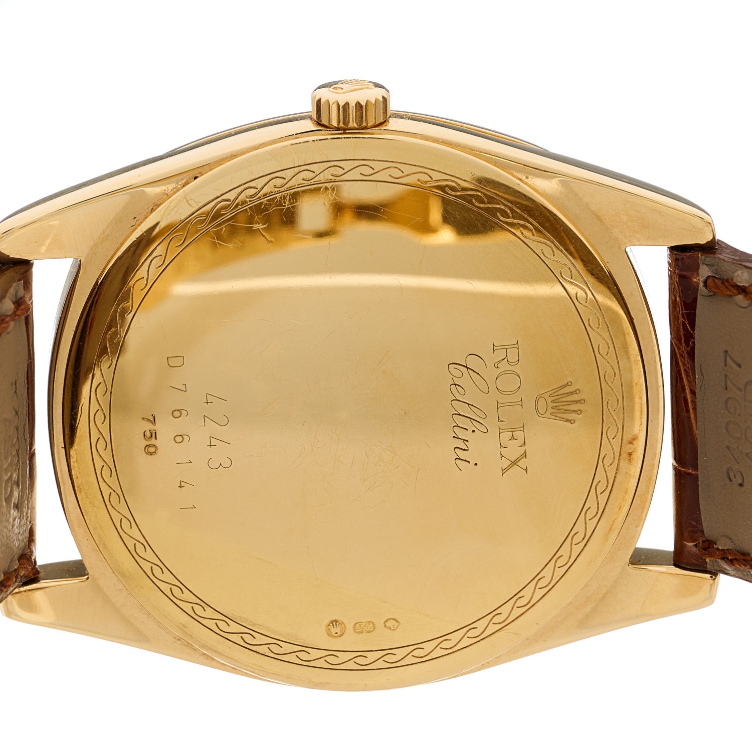 Rolex 18K Yellow Gold Alligator 38mm Cellini Manual Winding Watch Champagne 4243 6 of 6