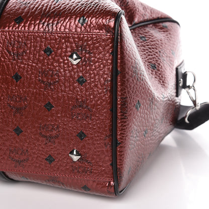 MCM Metallic Visetos Medium Traveler Weekender Bag Scooter Red 7 of 11