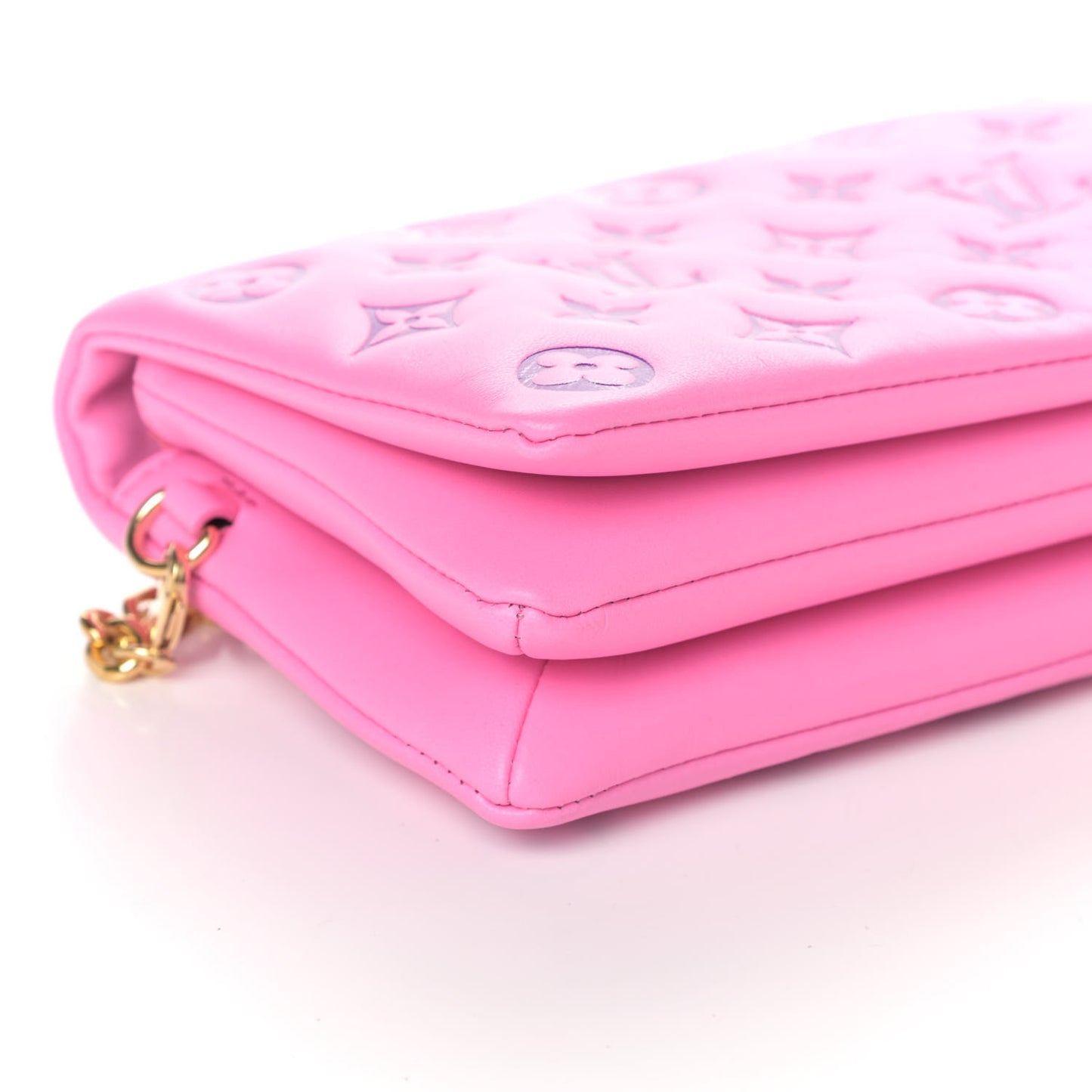 Lambskin Embossed Monogram Vuittamins Pochette Coussin Rose Violet