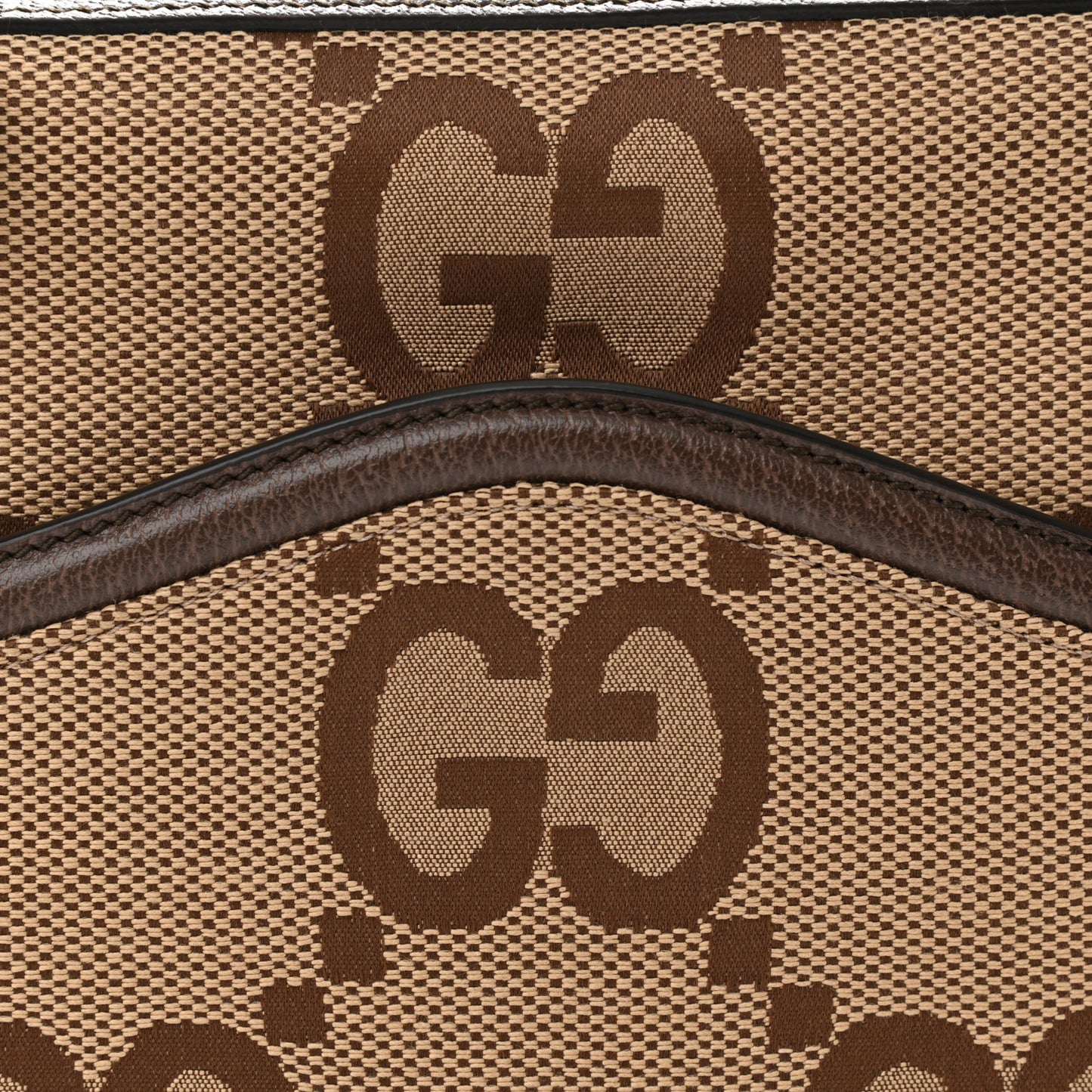 Monogram Jumbo GG Textured Dollar Calfskin Web Messenger Shoulder Bag Camel Ebony New Acero