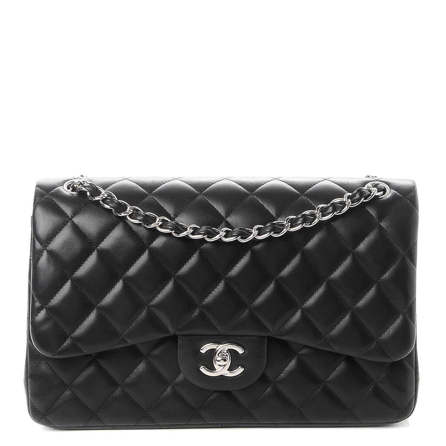 Chanel Lambskin Quilted Jumbo Double Flap Black 1 of 9