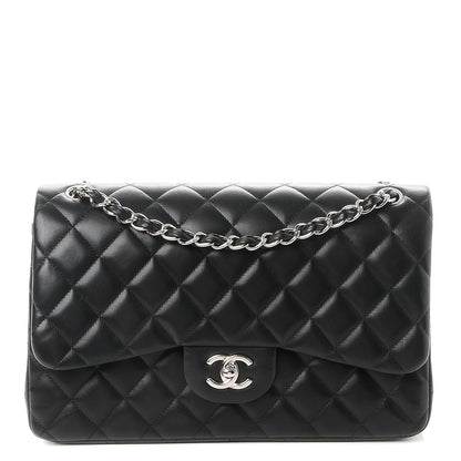 Chanel Lambskin Quilted Jumbo Double Flap Black 1 of 9