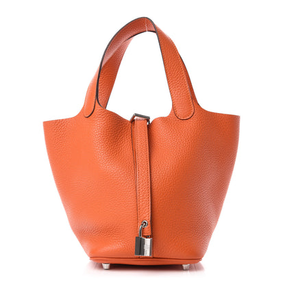 Hermes Taurillon Clemence Picotin Lock 18 PM Orange 1 of 11