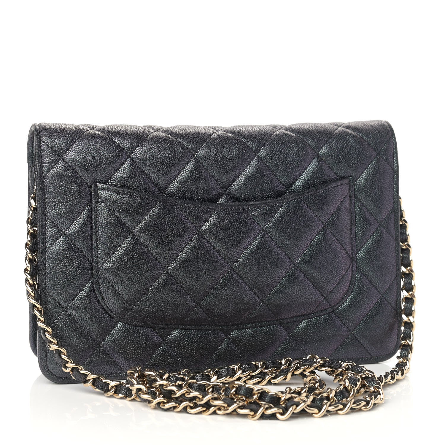 Chanel Iridescent Caviar Quilted Wallet On Chain WOC Black 3 of 10
