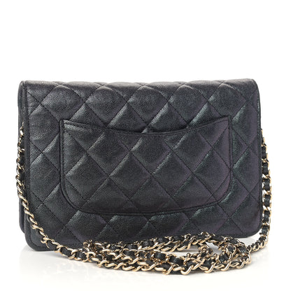 Chanel Iridescent Caviar Quilted Wallet On Chain WOC Black 3 of 10